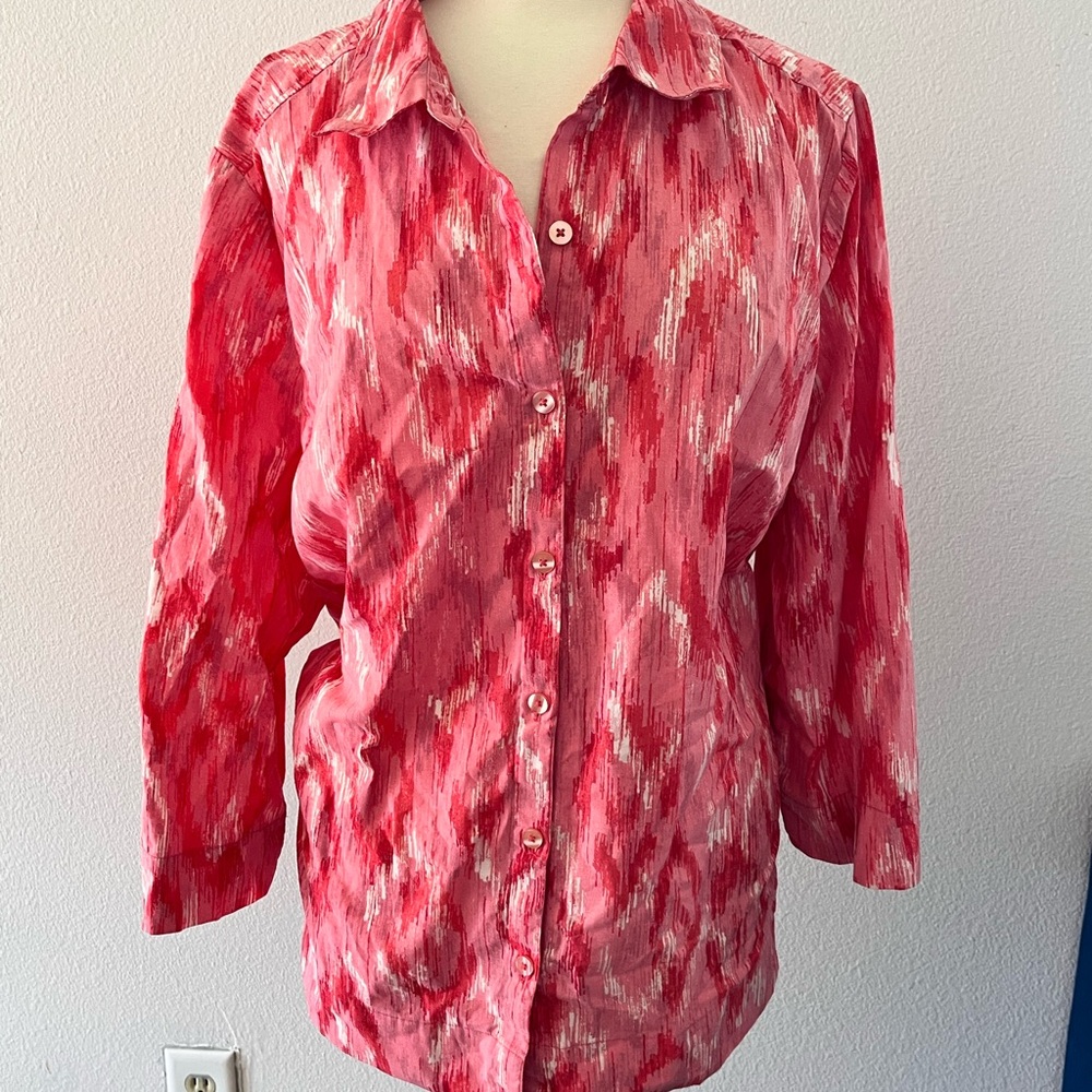 Studio Works Pink and red ikat ombre top